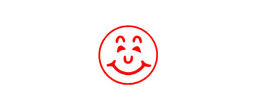 11303 - 11303 Pre-Inked Stock Circle Stamp "HAPPY" (Red) - Impression Dimensions: 5/8" Diameter