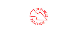 11425 - 11425 Pre-Inked Stock Circle Stamp "SIGN HERE" (Red) - Impression Dimensions: 5/8" Diameter