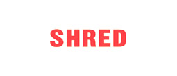 1365 - 1365 Pre-Inked Stock Stamp "SHRED" (Red) - Impression Size: 1/2" x 1-5/8"