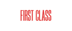 1512 - 1512 Pre-Inked Stock Stamp "FIRST CLASS" (Red) - Impression Size: 1/2" x 1-5/8"