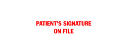 1625 - 1625 Pre-Inked Stock Stamp "PATIENT'S SIG. ON FILE" (Red) - Impression Size: 1/2" x 1-5/8"