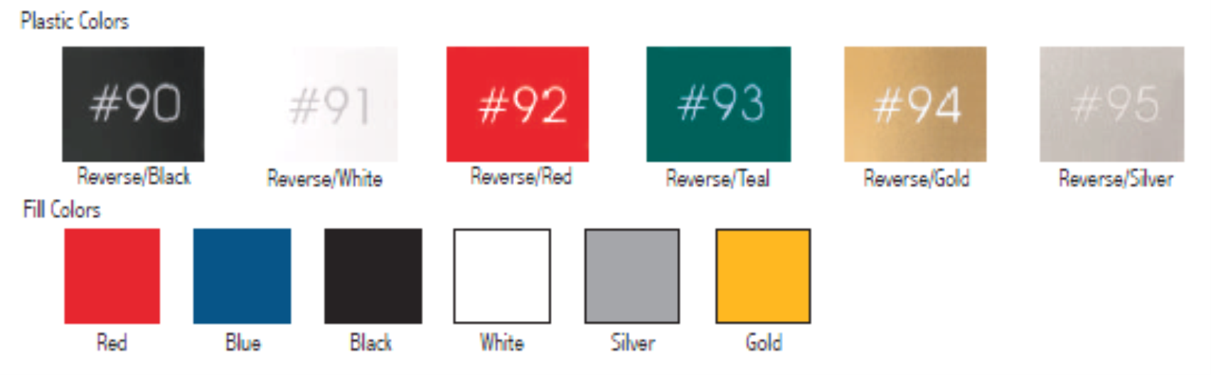 Image of Reverse Plastic Color-Fill Options for Lettering